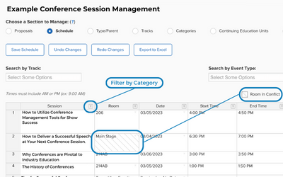 Map your show session management platform. conference and assembly management
